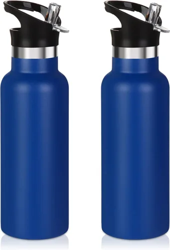 Miniatura 43 de Volhoply Botella de agua aislada para niños de 17 onzas, botellas de agua de acero inoxidable con tapa con pajilla, botella de agua de metal al