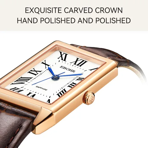 Miniatura 7 de Reloj clásico de cuarzo para mujer, elegante y resistente, con correa de piel de vacuno, perfecto para cualquier ocasión