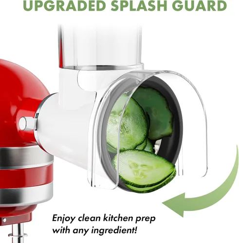 Miniatura 3 de Accesorio para rallador de queso KitchenAid, rallador de queso grande con conducto de alimentación de 3 pulgadas y barrera a prueba de salpicaduras