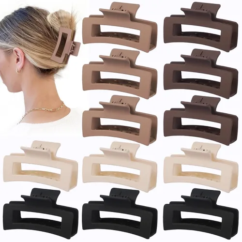 Miniatura 19 de Sisiaipu Accesorios Medianos para el Cabello de 3.5 Pulgadas - 12 Piezas Pinzas de Mandíbula Cuadradas para Cabello Grueso y Fino, Pinzas Básico