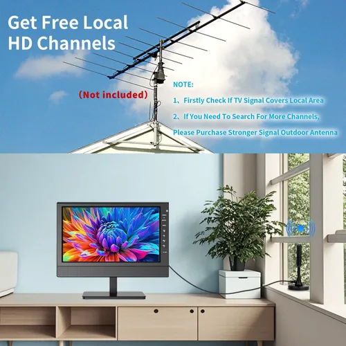 Miniatura 3 de Jexiop TV plana portátil de 12", TV pequeña con sintonizador digital - HDMI - USB - conector para auriculares - CA/CC - entrada de 12V - uso