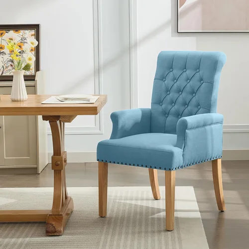 Miniatura 16 de WUTUTUEE Silla de comedor de terciopelo con brazos, sillas de comedor tapizadas acolchadas de respaldo alto, sillón decorativo con patas cromadas