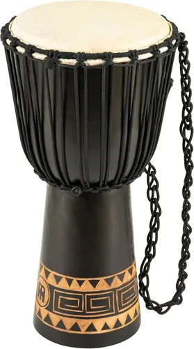 Miniatura 15 de Instrumento de círculo de tambores de mano Djembe, Serie Headliner de caoba tallada — NO HECHO EN CHINA — Cuerdas de tejido africano Mali