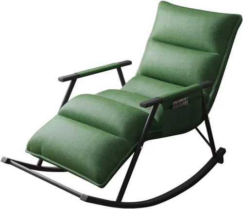 Miniatura 13 de YCKEGEW Sofá de ocio mecedora mecedora con respaldo alto, sillas reclinables de cuero, sillón de mediados de siglo para sala de estar, bolsillo