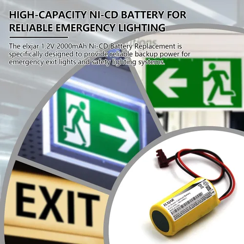 Miniatura 5 de Paquete de 5 baterías de repuesto de Ni-CD de 1.2 V 2000 mAh para Lithonia ELB0320 ELB1P201N2 ELB1P2901N ELB1210N Señal de salida Luz de emergencia