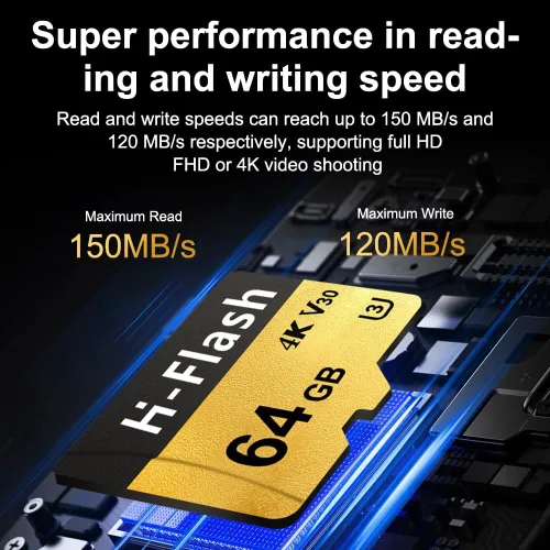 Miniatura 5 de Tarjeta TF de 64 GB U3 V30 4K, paquete de 5, tarjeta de memoria de alta velocidad de hasta 150 MB/s, tarjeta de memoria TF de alta velocidad