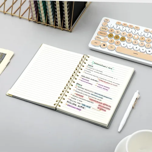Miniatura 7 de Yoment Cuaderno de espiral pequeño A5 para el trabajo, 5 x 7, 160 páginas, tapa dura, cuaderno de espiral con rayas universitarias, diario Gris