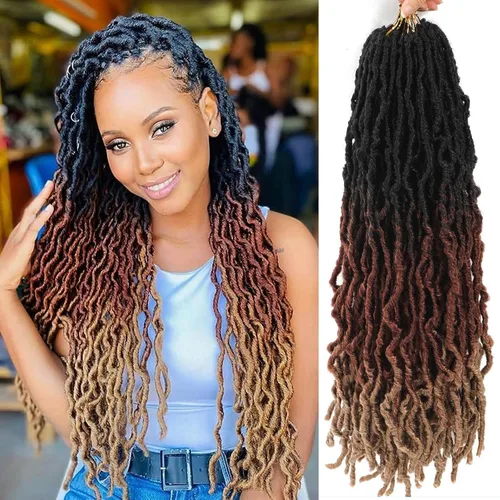 Miniatura 24 de Extensiones de cabello de ganchillo suaves de 22 pulgadas, 7 paquetes de rastas sintéticas preenlazadas para mujeres negras, extensiones de cabello