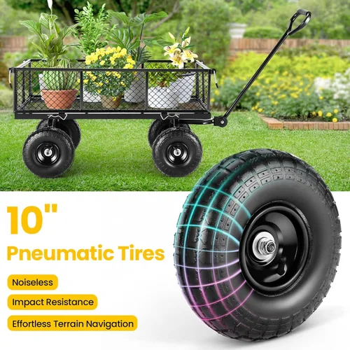 Miniatura 14 de Carrito de jardín, carrito de jardín de acero de malla de servicio pesado de 880 libras de capacidad con lados removibles para convertir