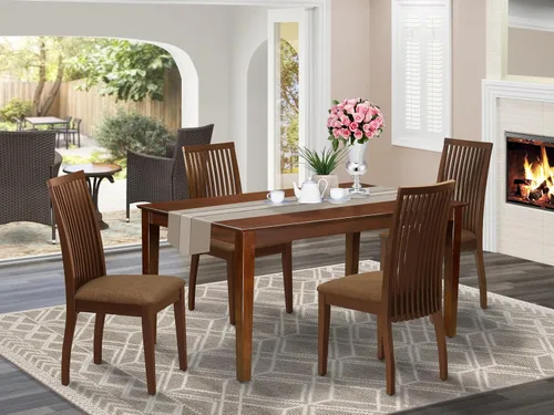 Miniatura 2 de East West Furniture CAIP5-LWH-C - Juego de comedor de 5 piezas para 4 personas, incluye una mesa de comedor rectangular y 4 sillas de comedor