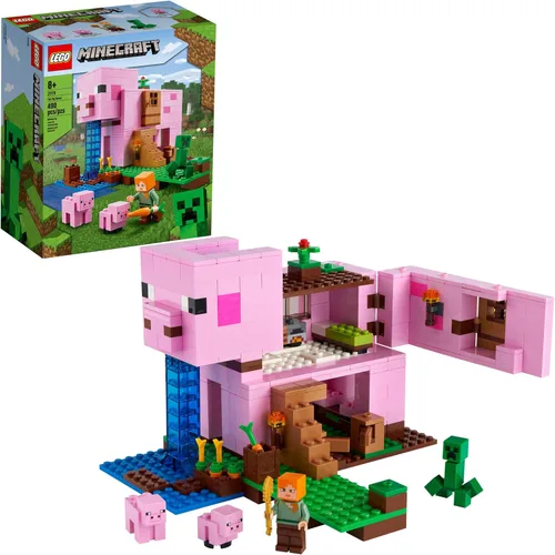 LEGO Minecraft La casa del cerdo, 21170 con Alex, Creeper y 2 figuras de cerdo, juguete de construcción de animales, gran regalo para niños, niños y