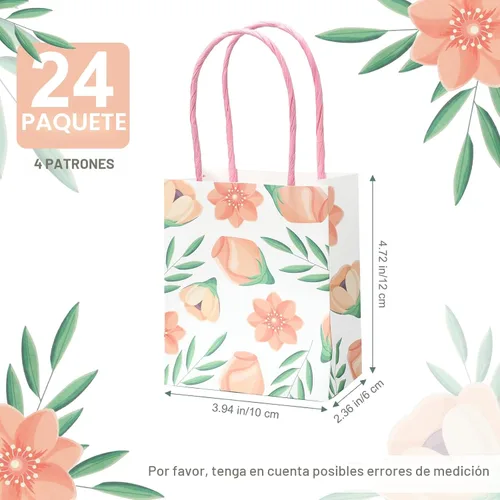 Miniatura 2 de Teling 24 mini bolsas de regalo florales de primavera con asas, agradecimiento, día de la madre, pequeñas bolsas de flores, regalos de fiesta, a