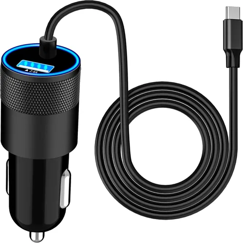 Miniatura 14 de 【Certificado MFi】Cargador rápido para iPhone de 4.8 A, cargador de coche USB dual Caiinei de 4.8 A, carga rápida, cable Lightning integrado de 6