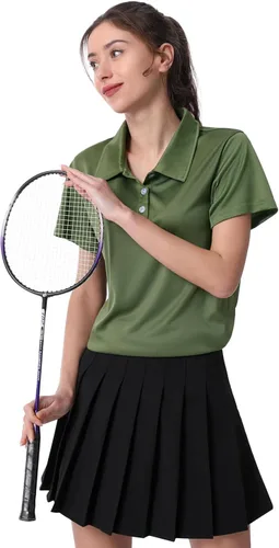 Miniatura 2 de Camiseta polo para mujer, camiseta de golf Dry Fit que absorbe la humedad, manga corta, deportiva, ropa deportiva, cuello con botones, entrenamiento