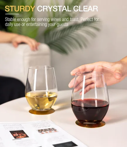 Miniatura 5 de Juego de 6 copas de vino de plástico irrompible sin tallo, vaso de vino de plástico Tritan sin BPA, cristalería reutilizable para uso al aire libre