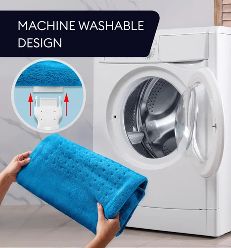 Miniatura 7 de GENIANI Manta eléctrica, almohadilla térmica XXL para dolor de espalda y alivio del dolor menstrual, apagado automático, lavable a máquina, Azul