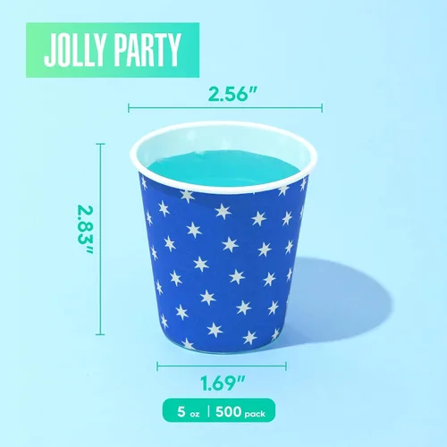 Miniatura 2 de Paquete de 500 vasos de papel de 5 onzas, vasos desechables de papel multicolor, vasos pequeños para enjuague bucal, vasos para bebidas frías