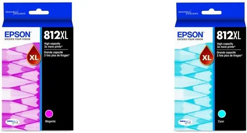 EPSON T812 DURABrite Ultra Ink Cartucho magenta de alta capacidad (T812XL320-S) y T812 DURABrite Ultra Ink Cartucho cian de alta capacidad