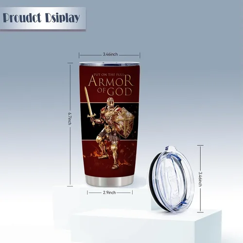 Miniatura 5 de Regalos de Apreciación para Pastores, Ponte Toda la Armadura de Dios Vaso de Café Aislado de Acero Inoxidable de 20 Oz con Tapa, Regalos Cristianos