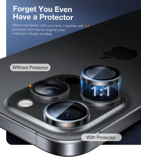 Miniatura 5 de UltraGlass Protector de lente de cámara para iPhone 16 Pro Max/16 Pro [NO.1 grado militar inastillable], protector de cámara para iPhone 16 Pro Max