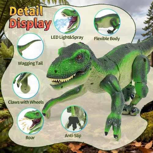 Miniatura 3 de Funbud Juguete de Dinosaurio con Control Remoto para Niños - Regalos de Cumpleaños para Edades 3 4 5 6 7 8 9 10 11 12 Años, RC Dinosaurio Caminante