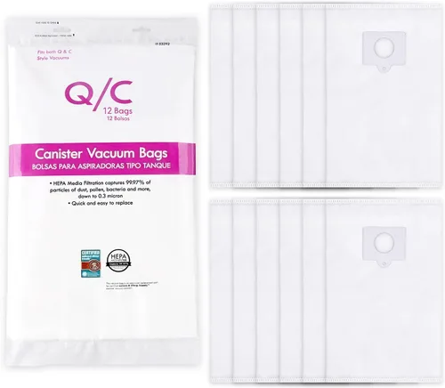 Paquete de 12 Bolsas de Aspiradora de Recipiente Tipo Q/C 53292 Compatibles con Bolsas de Aspiradora Kenmore Serie 200/400/600/800, Compatibles con