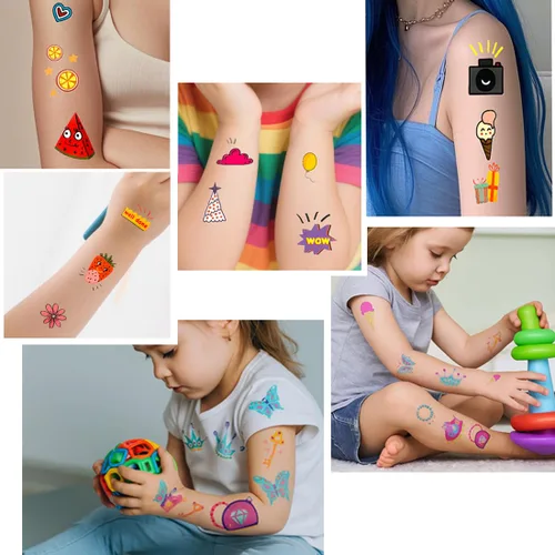 Miniatura 4 de Xmasir 210 Piezas Tatuajes Temporales para Niños, Estilos Mixtos Tatuajes que Brillan en la Oscuridad Pegatinas para Niños y Niñas Flor Mariposa
