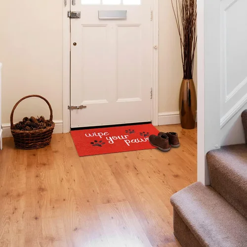 Miniatura 6 de Tapete de bienvenida rojo para puerta delantera, tapete divertido para puerta de entrada interior y exterior, tapete de goma antideslizante