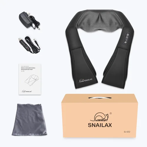 Miniatura 7 de Snailax Masajeador de cuello con calor, masajeador Shiatsu para aliviar el dolor de tejido profundo, almohada masajeador de hombros para espalda