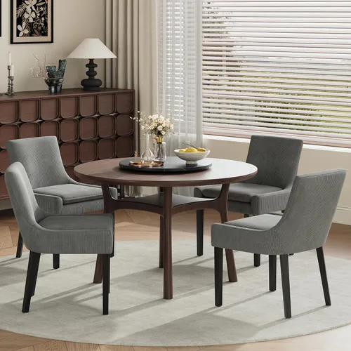 Miniatura 28 de MALOL Juego de 2 sillas de comedor tapizadas en corduroy con patas de madera, sillas de cocina laterales acolchadas de respaldo medio para comedor