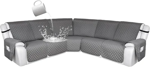 Miniatura 153 de HDCAXKJ Fundas de sofá seccional reclinable 100% impermeable, forma de L, funda de sofá reclinable lavable acolchada suave para mascotas, perro