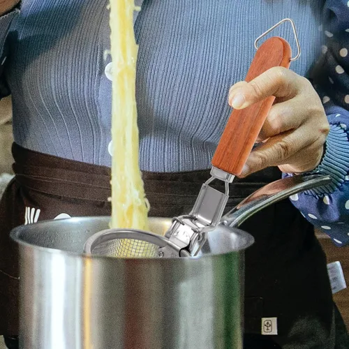 Miniatura 3 de Kichvoe Colador de fideos de acero inoxidable, cesta de pasta de malla, cesta de hervir espagueti, tamiz de malla de alambre fino, cuchara de araña