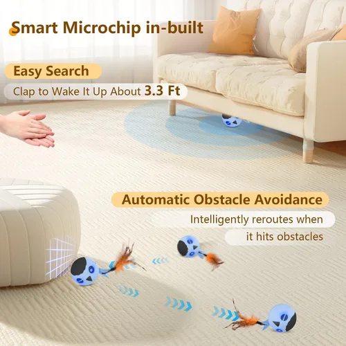 Miniatura 3 de ORSDA Juguetes para Gatos, Juguete Interactivo para Gatos de Interior, Pelota con Pájaro en Movimiento Automático para Gatos Adultos