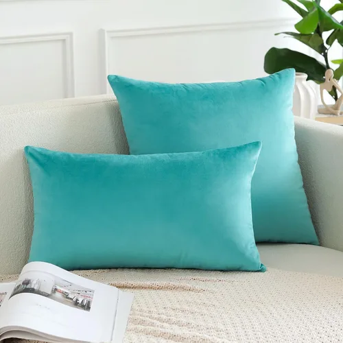 Miniatura 3 de OTOSTAR Paquete de 2 fundas de cojín de terciopelo suave y decorativas de 18 x 18 pulgadas, fundas de cojín cuadradas lisas para sofá, decoración