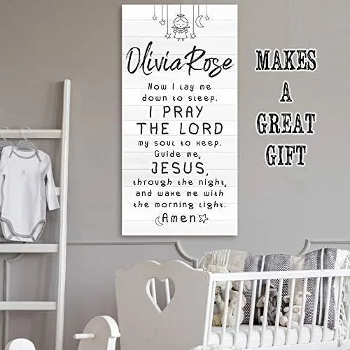 Miniatura 6 de I Pray The Lord Jesus Personalized Print - Custom Name Sign for Baby Shower and Nursery Room Print, Boho Themed Baby Room Sleep Display Gift, Wood