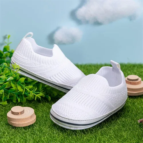 Miniatura 4 de Meckior - Zapatos para recién nacidos, tipo mocasines de lona con suela suave para recién nacidos, bebés, niños y niñas que estén dando sus primeros