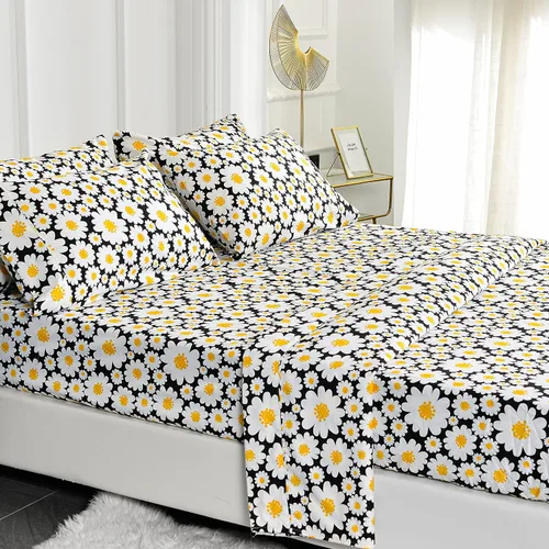 Miniatura 37 de American Home Collection - Juego de sábanas y fundas de almohada estampadas de 6 piezas, con 14 pulgadas de caída; sábanas de microfibra con doble