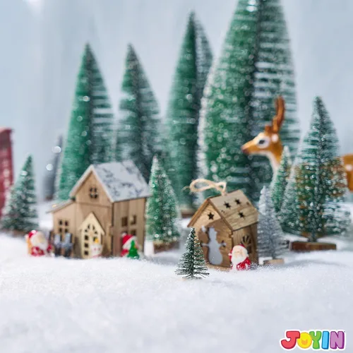 Miniatura 8 de JOYIN Rollo de manta de nieve de Navidad (15 pulgadas x 10 pies), 1 pieza para decoración de Navidad, exhibiciones de pueblo, debajo del árbol