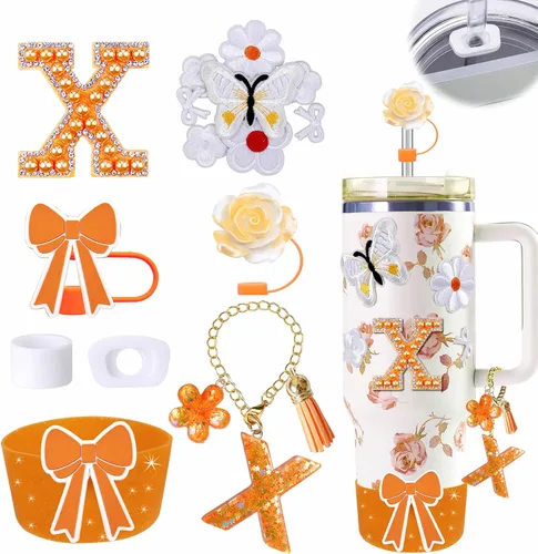 Miniatura 16 de 15 piezas de set de accesorios para vaso Stanley Cup 30oz 40oz con asa, incluye cubierta de pajita de silicona y bota, encanto de asa, encantos