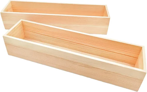 Miniatura 11 de Anktily Paquete de 4 Cajas Organizadoras de Almacenamiento de Manualidades de Madera Sin Terminar, Caja de Madera Rectangular de 6 x 4 x 2.4