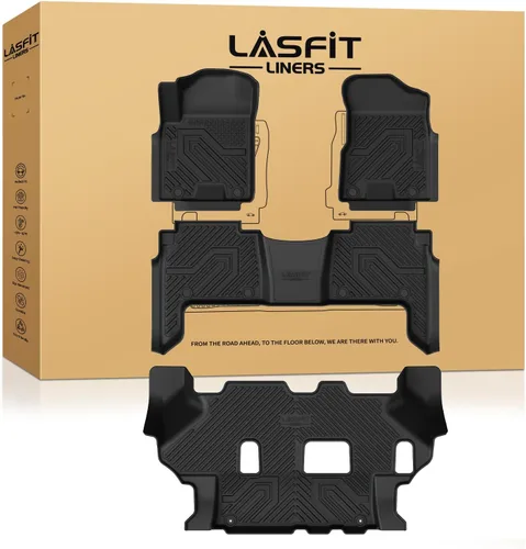 Miniatura 22 de LASFIT Tapete de carga y respaldo para Nissan Armada/Infiniti QX80 2019-2024, TPE para todo tipo de clima, ajuste personalizado, fácil de limpiar