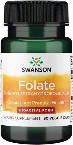 Swanson Folato (ácido 5-metiltetrahidrofólico) 400 mcg 30 cápsulas vegetales