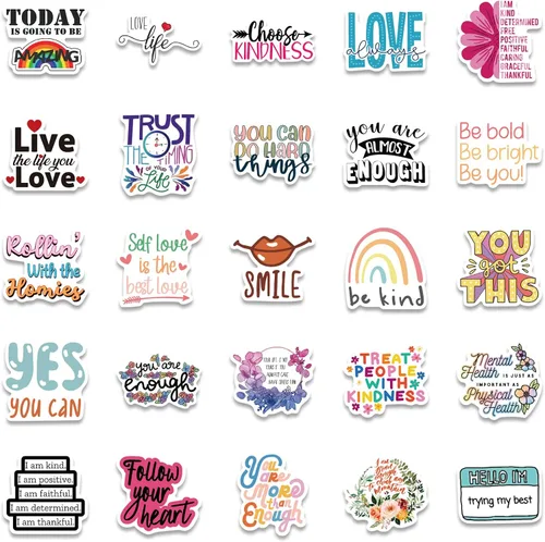 Miniatura 6 de Paquete de calcomanías inspiradoras, 52 unidades de calcomanías positivas y motivadoras de vinilo impermeable de Dovipta para estudiantes, Estímulo