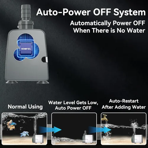 Miniatura 4 de Knifel Bomba de agua sumergible de 800 GPH - Bombas de fuente con apagado automático, flujo ajustable y ultra silencioso para fuentes, estanques
