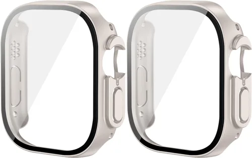 Miniatura 30 de Paquete de 2 fundas rígidas de 1.496 pulgadas para Apple Watch Series 3, 2, 1, 1.496 pulgadas, protector de pantalla de vidrio templado, cobertura