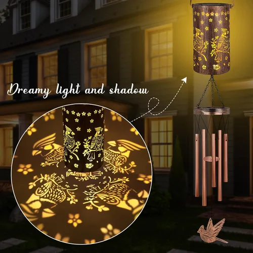Miniatura 6 de YHmall Campanillas de viento Cardinal para exteriores, luces colgantes solares, campanillas de viento al aire libre, regalos Cardinal para mujeres