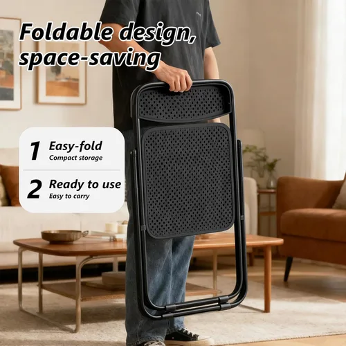 Miniatura 5 de Paquete de 2 sillas plegables de plástico, sillas plegables de plástico, sillas de fiesta portátiles para interiores y exteriores, asientos