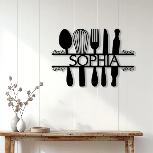 Miniatura 3 de Letrero de metal personalizado para chef de cocina, pared, valla, despensa, cocina, comedor, decoración del hogar, regalos para mamá, papá, hijo, 6