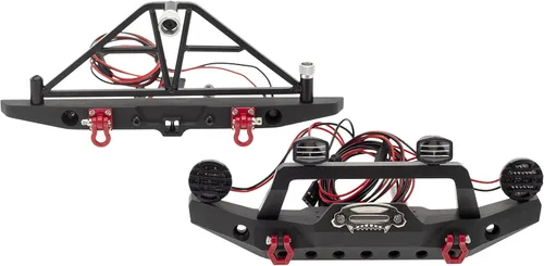 Miniatura 4 de Barra protectora de parachoques delantero/trasero anticolisión de aleación de aluminio con luces LED compatible con Axial SCX10 90046 TRX-4 SCX10
