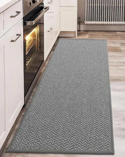 Miniatura 9 de Color&Geometry - 2 alfombras y tapetes de cocina antideslizantes, lavables, absorbentes, fáciles de limpiar, tapetes de cocina para frente del Gris
